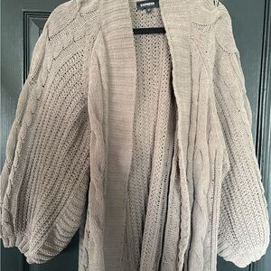 Express Women's Open Front Cable Knit Cardigan - Beige